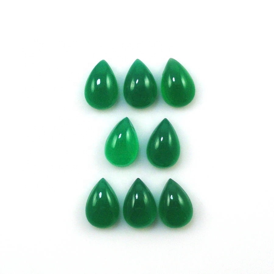 5x7mm Green Onyx Pear Cabochon Loose Gemstones