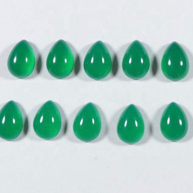 5x8mm Green Onyx Pear Cabochon Loose Gemstones