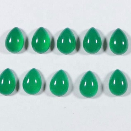 6x9mm Green Onyx Pear Cabochon Loose Gemstones