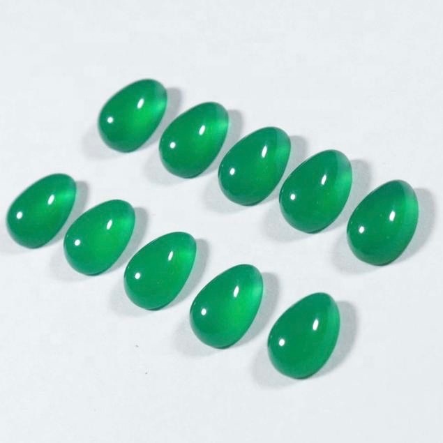 6x9mm Green Onyx Pear Cabochon Loose Gemstones
