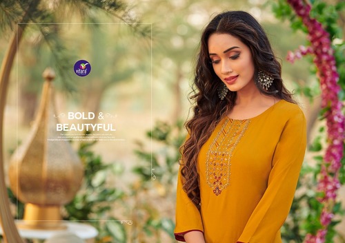 MARVELFabric - Heavy Rayon Foil Printed Kurtis, 6 Unique Designs for Ethnic Party Wear, Quick Dry and Washable Fabrics, Available in Sizes M to XXL