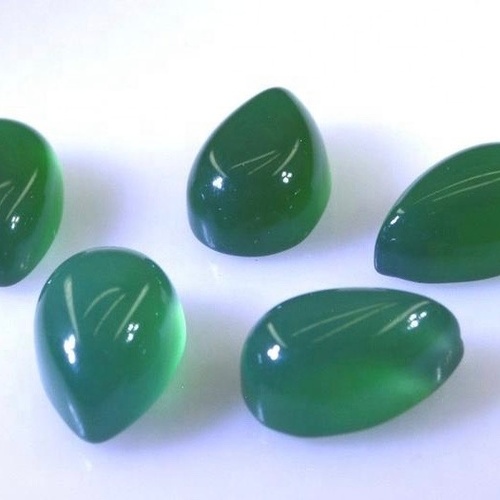 7x10mm Green Onyx Pear Cabochon Loose Gemstones
