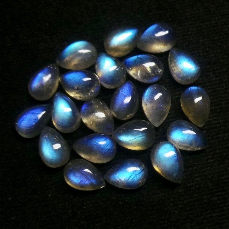 5x7mm Labradorite Pear Cabochon Loose Gemstones