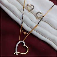American Diamond Gold Plated Mangalsutra Heart Shape Pendant - Gold Plated, Different Sizes Available | Ideal For Anniversary, Engagement, And Wedding Gifts