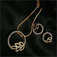 American Diamond Gold Plated Pendant With Chain And Earrings - Gold Plated, Different Sizes Available | Perfect For Anniversary, Engagement, Gift, Party, Wedding