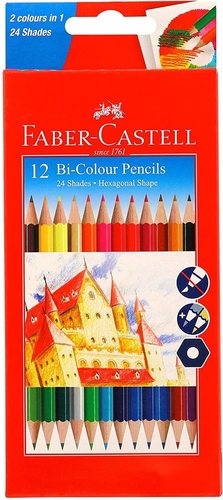 Faber-castell Bi-color Pencil Set - Pack Of 12 (Assorted By COMMERCE INDIA