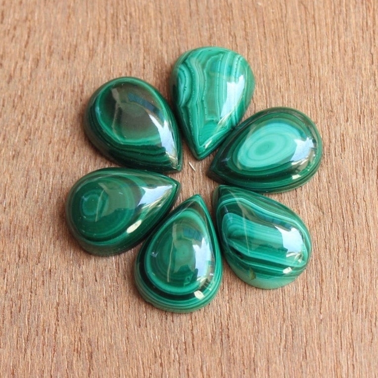 6x9mm Malachite Pear Cabochon Loose Gemstones