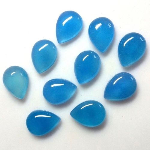 5x8mm Blue Chalcedony Pear Cabochon Loose Gemstones