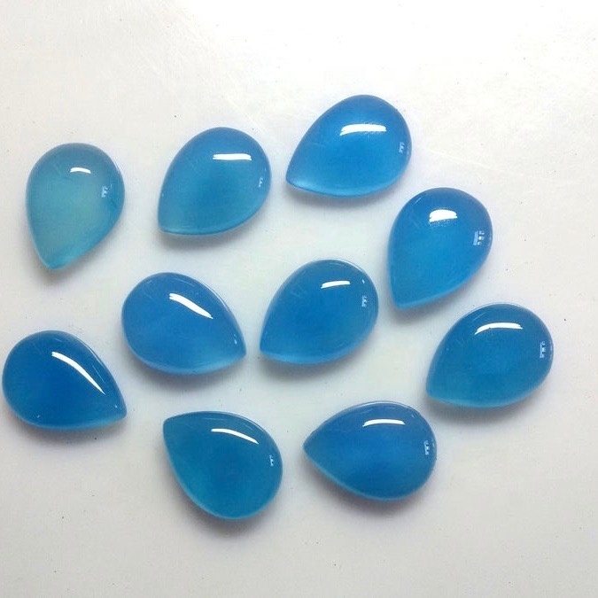 5x8mm Blue Chalcedony Pear Cabochon Loose Gemstones