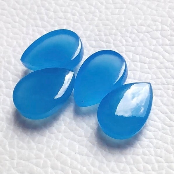 8x12mm Blue Chalcedony Pear Cabochon Loose Gemstones