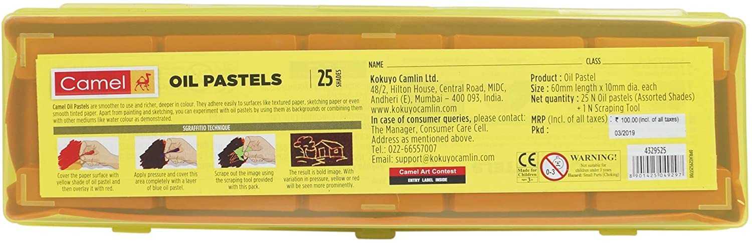 Camel Oil Pastel With Reusable Plastic Box - 25 Shades