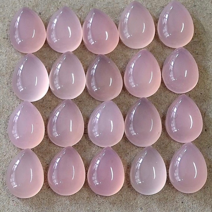 4x6mm Pink Chalcedony Pear Cabochon Loose Gemstones