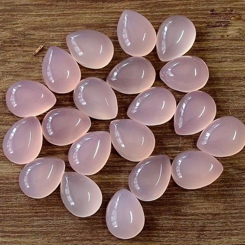 5x7mm Pink Chalcedony Pear Cabochon Loose Gemstones Grade: Aaa