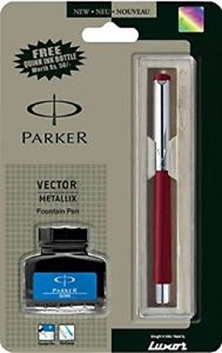 Parker Vector Mettalix Fountain Pen (Red By COMMERCE INDIA