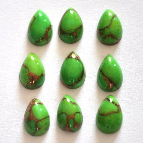 6x9mm Green Copper Turquoise Pear Cabochon Loose Gemstones