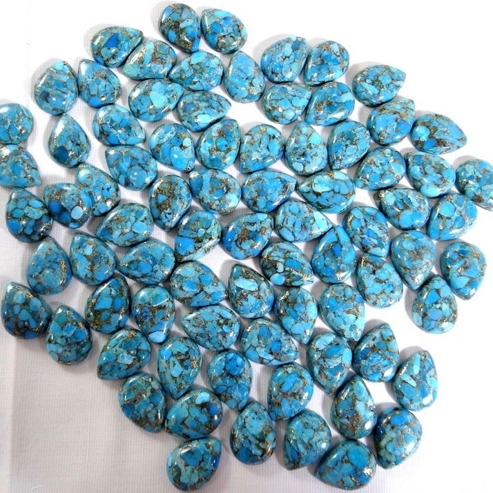 4x6mm Blue Copper Turquoise Pear Cabochon Loose Gemstones