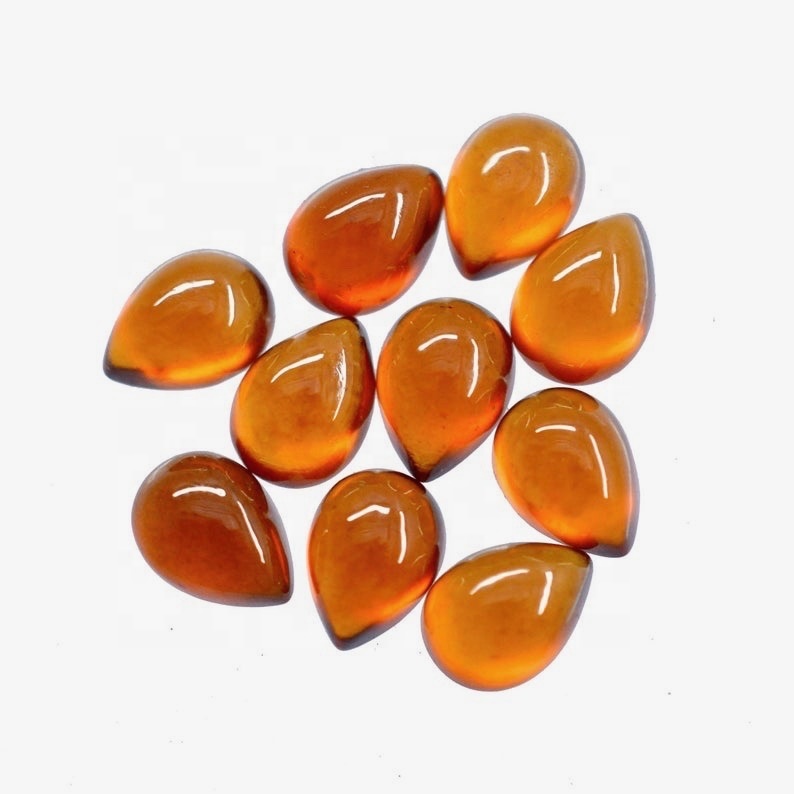 3x5mm Hessonite Garnet Pear Cabochon Loose Gemstones