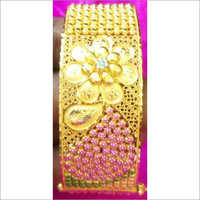 Pure Gold Ladies Flower Bangle