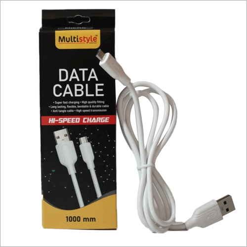 1000mm Hi Speed Data Cable - Plastic Body, 1000 mm Size, White Color | Efficient Data Transfer and Versatile Compatibility