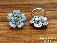 Party Wear Ring - Alloy Metal with Brass Plating, Featuring Cubic Zirconia Stones