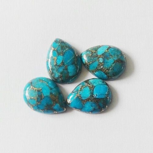 5x7mm Blue Copper Turquoise Pear Cabochon Loose Gemstones Grade: Aaa