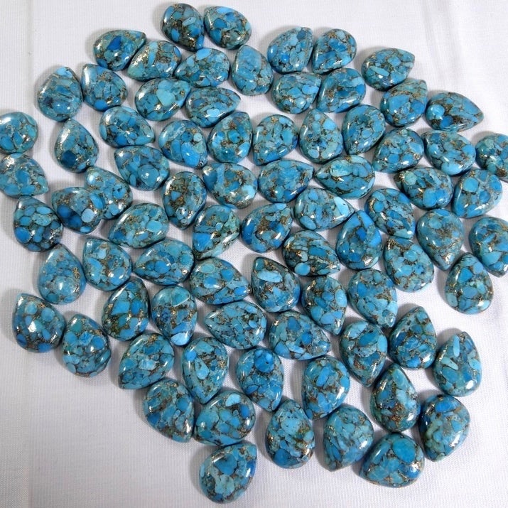 5x7mm Blue Copper Turquoise Pear Cabochon Loose Gemstones