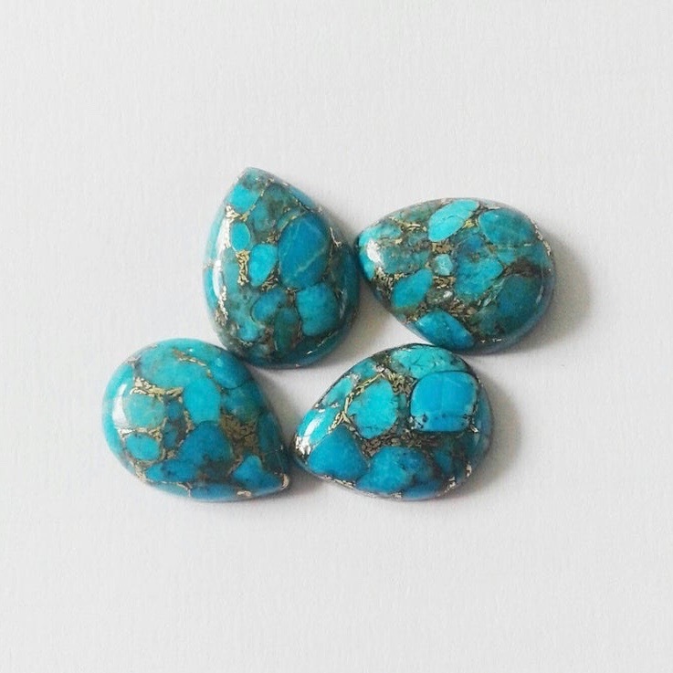 6x9mm Blue Copper Turquoise Pear Cabochon Loose Gemstones