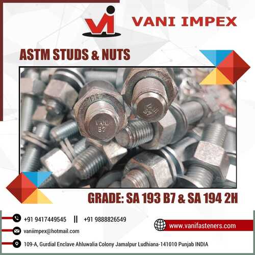 B7 Stud Bolt With Grade 2h Heavy Hex Nuts Assembled