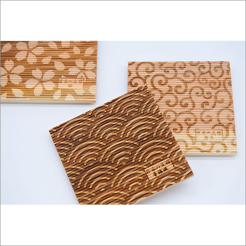 Natural Wooden Handmade Coaster with Japanese Traditional 18 Patterns Made in Japan