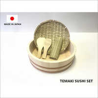 Makizushi Sushi Party Set Handmade Rice Barrel Wooden Cooking Paddle Bamboo Mat Made in Japan
