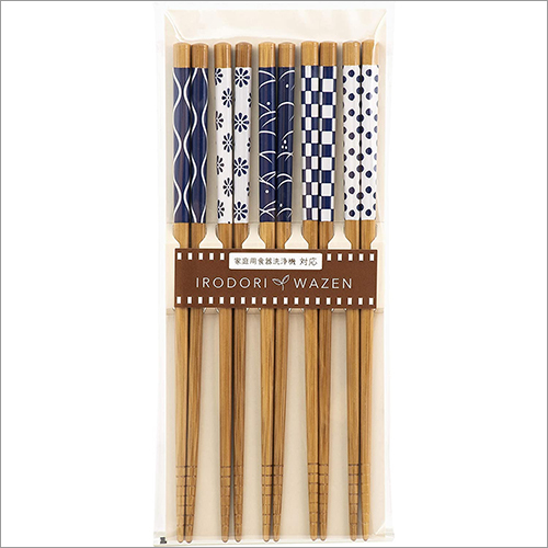 Non Slip Chopsticks Made of Bamboo Japanese Traditional Pattern 22.5cm 5 PCS Set Made in Japan