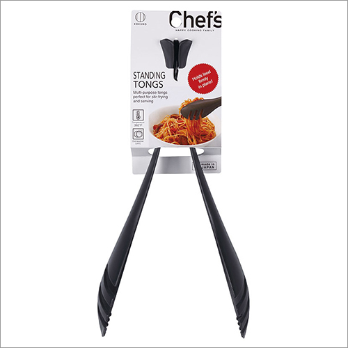 Standing Tongs Black Kitchen Tool Utensils Cookware Reasonable Made in Japan By HIME-PLA INC.