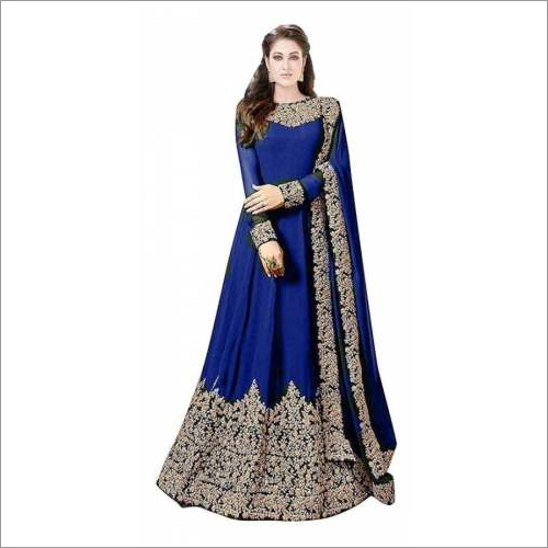 Heavy Codding Georgette Blue Gowns