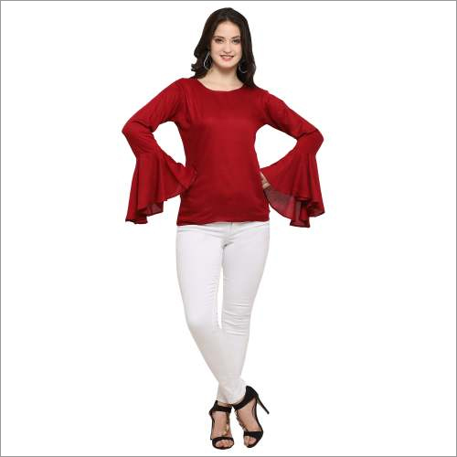 Plain Rayon Tops - Rayon, Size S-XL, Red | Soft Fabric, Stylish Design, Comfortable Fit, Elegant Look, Durable Material