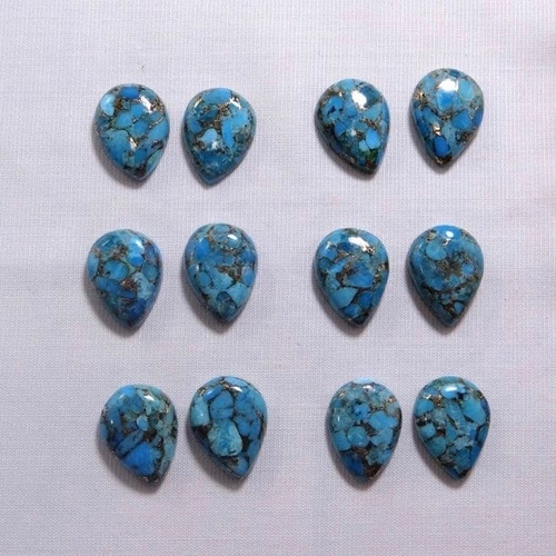 8x12mm Blue Copper Turquoise Pear Cabochon Loose Gemstones
