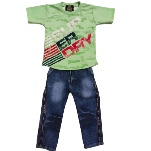 Available In Different Color Boys T Shirt With Denim Pant Set