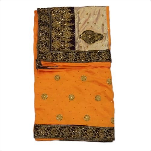 Orange Computer Embroidery Saree - Cotton Blend, Embroidered Pattern | Casual Style for Rainy, Spring, Summer, and Winter Occasions