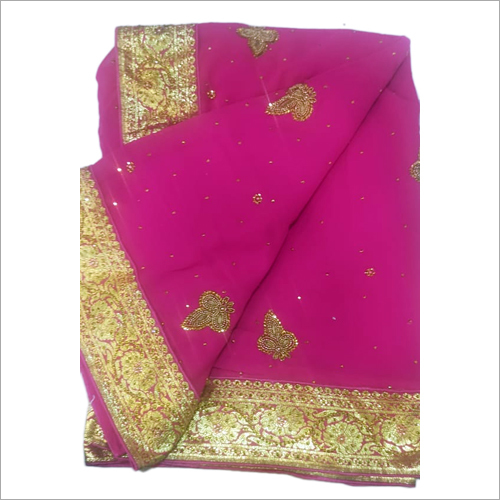 Casual Ladies Bordered Pink Saree