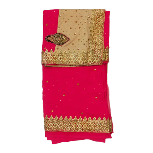 Orange Embroidery Saree - Embroidered Cotton Blend, Available in Various Colors | Perfect for Casual Wear in All Seasons