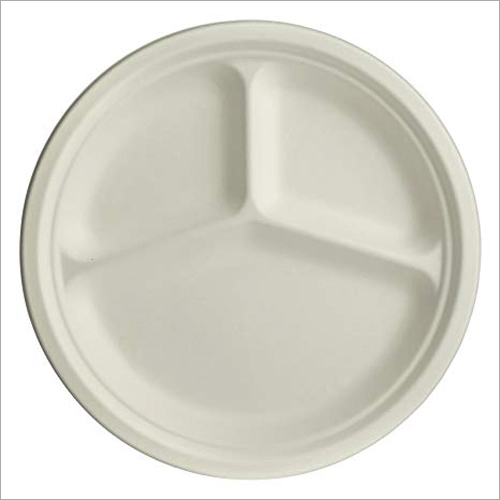 White 2 Compartment Disposable Paper Plate