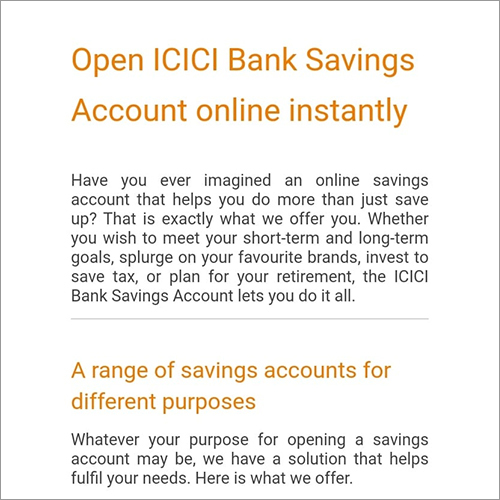 ICICI Bank Account Opening Service