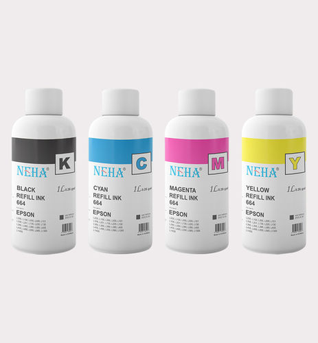 NEHA 664 (Pack of 4) for L200, L100, L300, L555, L101, L211, L358, L201, ME10, ME101 ink (1Litre)