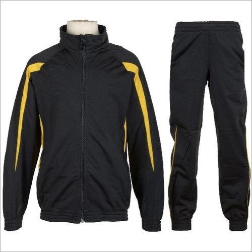 Black And Yellow Mens Polyester Promotional Tracksuit