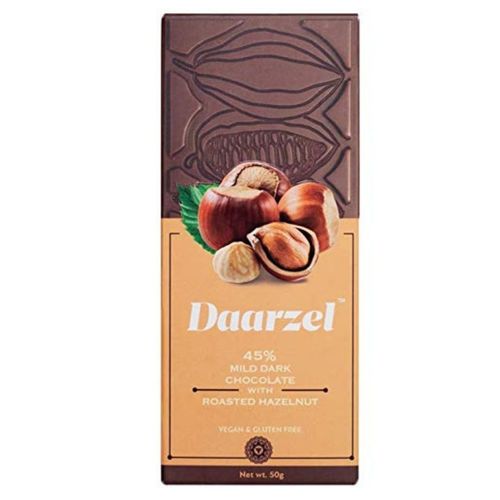 Brown Dark Chocolate 45% Cocoa With Roasted Hazelnut | Vegan & Gluten Free | 50 G