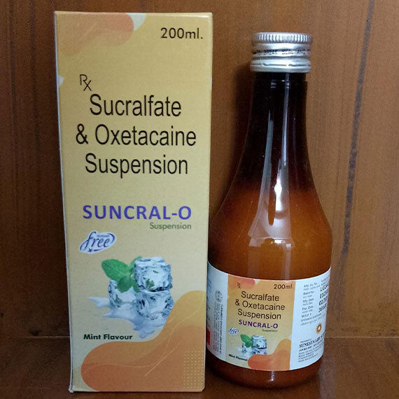 Sucralfate And Oxetacaine Suspension - 200 ml Liquid Formulation | Fast Pain Relief for Ulcers, Protects Stomach Tissue