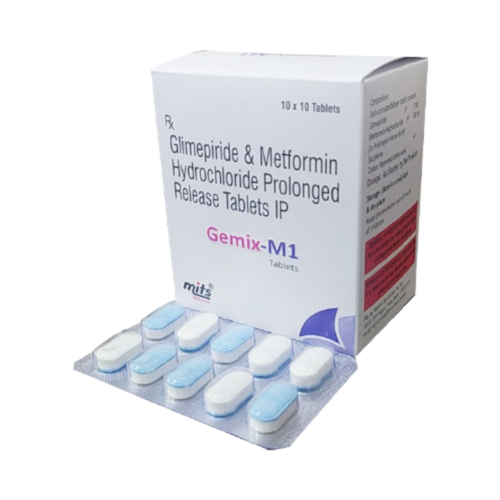 Glimepiride 1 mg, Metformin HCl 500 mg Tablets