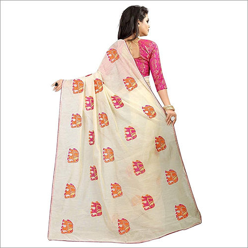 Multicolor Ladies Hathi Design Cotton Saree