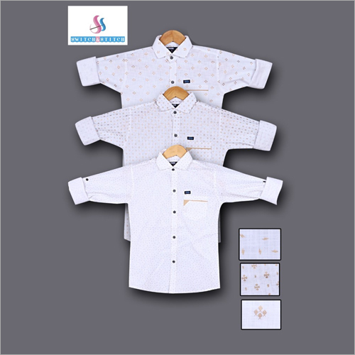 Kids Printed Casual Shirt - Bead Closure, Washable | Ideal for Boys, Stylish White Design