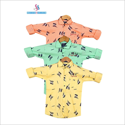 Washable Kids Casual Printed Cotton Shirts