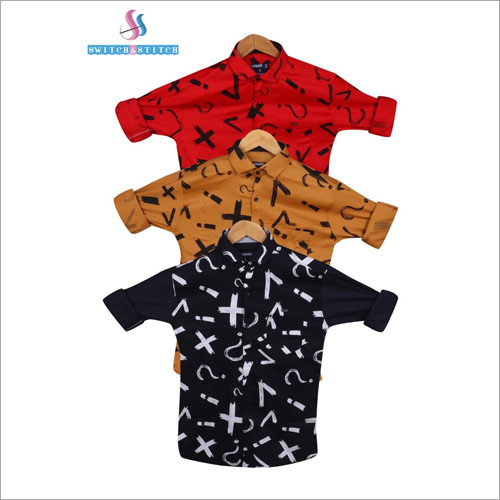Kids Party Wear Shirts - Cotton Blend, Sizes [S, M, L, XL], Various Colors - Washable, Printed Designs for Fun Celebrations